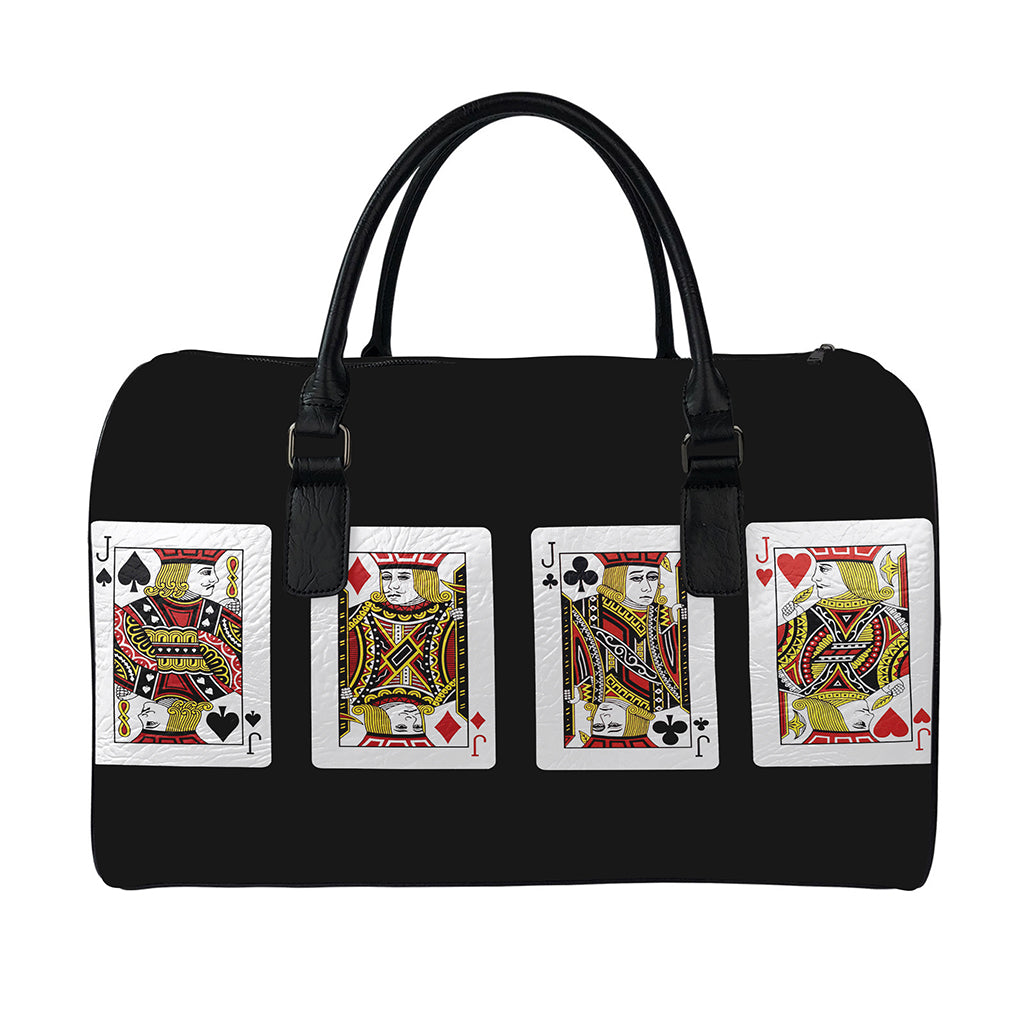 Four Jacks Playing Cards Print Leather Duffle Bag