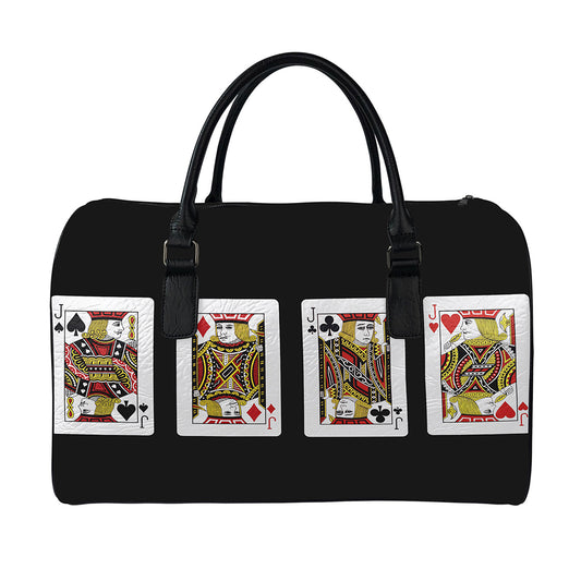 Four Jacks Playing Cards Print Leather Duffle Bag