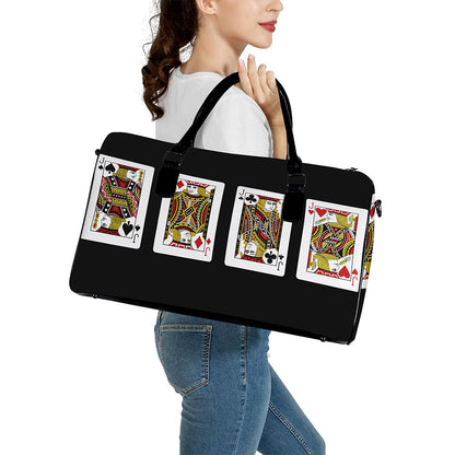 Four Jacks Playing Cards Print Leather Duffle Bag