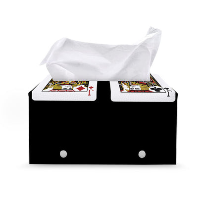 Four Jacks Playing Cards Print Leather Tissue Box Cover