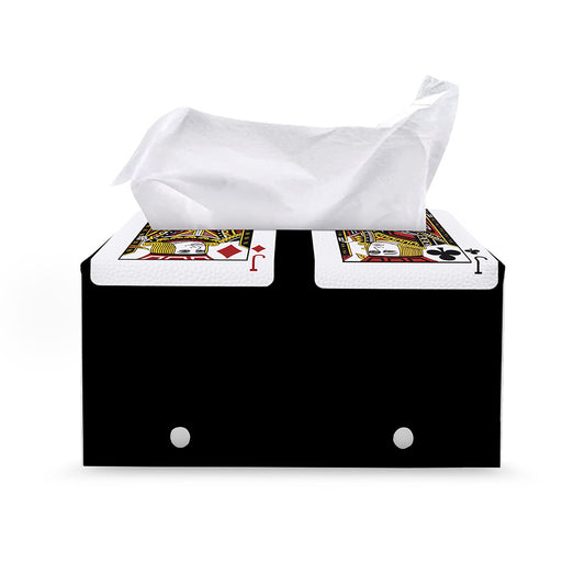 Four Jacks Playing Cards Print Leather Tissue Box Cover