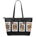 Four Jacks Playing Cards Print Leather Tote Bag With Zipper