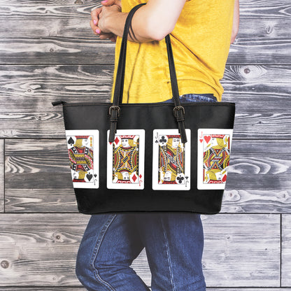 Four Jacks Playing Cards Print Leather Tote Bag