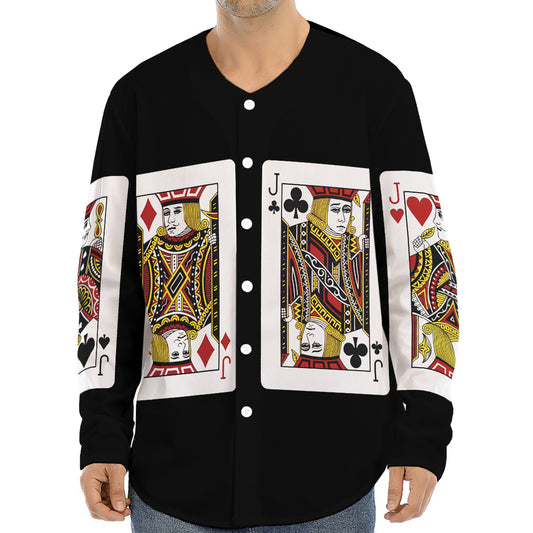 Four Jacks Playing Cards Print Long Sleeve Baseball Jersey
