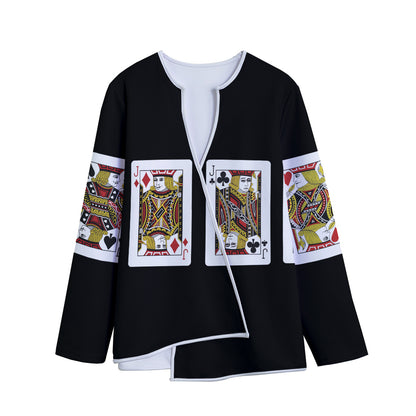 Four Jacks Playing Cards Print Long Sleeve Short Coat