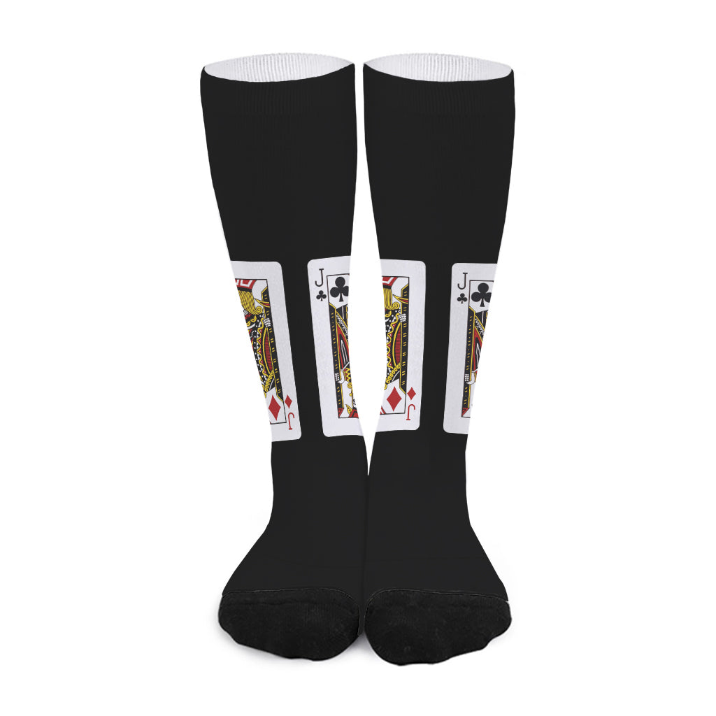 Four Jacks Playing Cards Print Long Socks