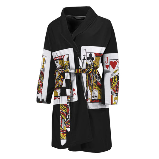 Four Jacks Playing Cards Print Men's Bathrobe