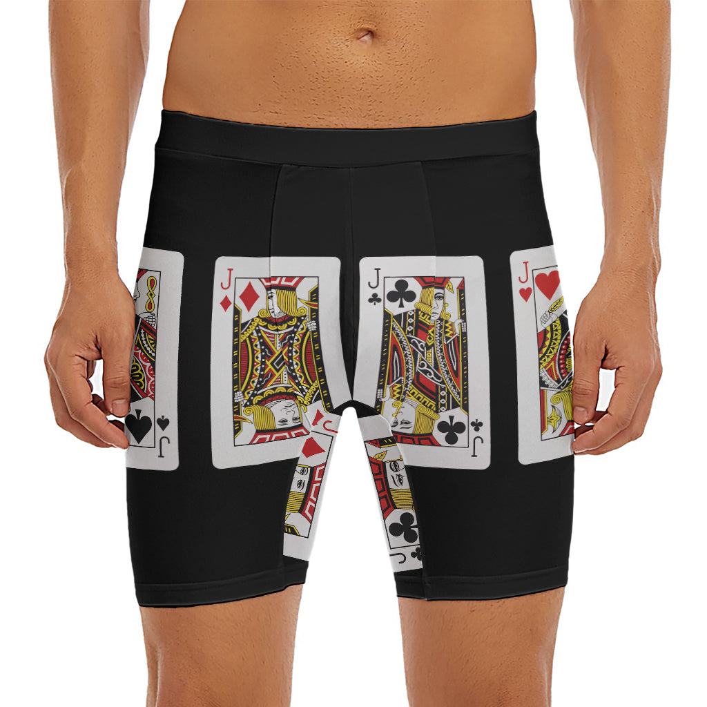 Four Jacks Playing Cards Print Men's Long Boxer Briefs