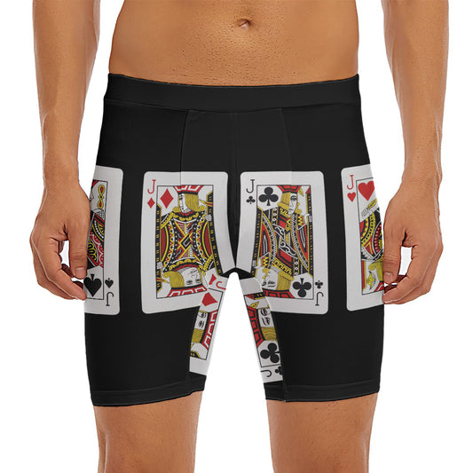 Four Jacks Playing Cards Print Men's Long Boxer Briefs