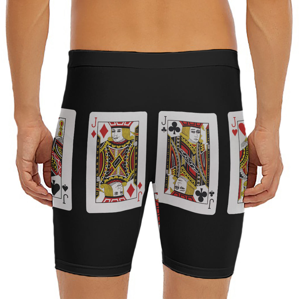 Four Jacks Playing Cards Print Men's Long Boxer Briefs