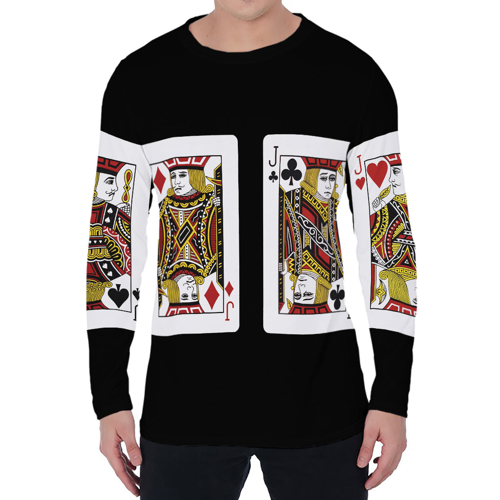 Four Jacks Playing Cards Print Men's Long Sleeve T-Shirt