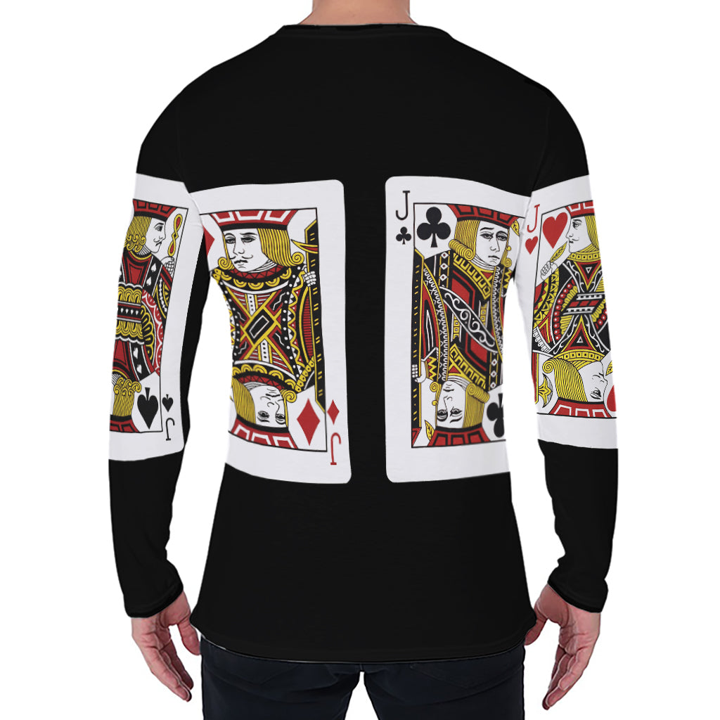 Four Jacks Playing Cards Print Men's Long Sleeve T-Shirt