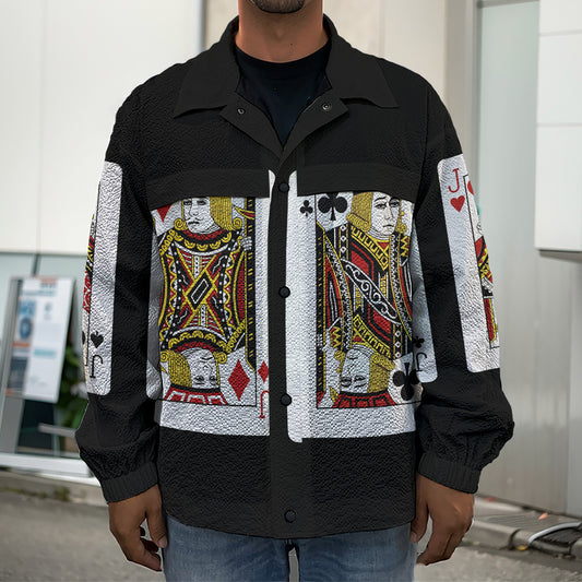 Four Jacks Playing Cards Print Men's Shirt Jacket