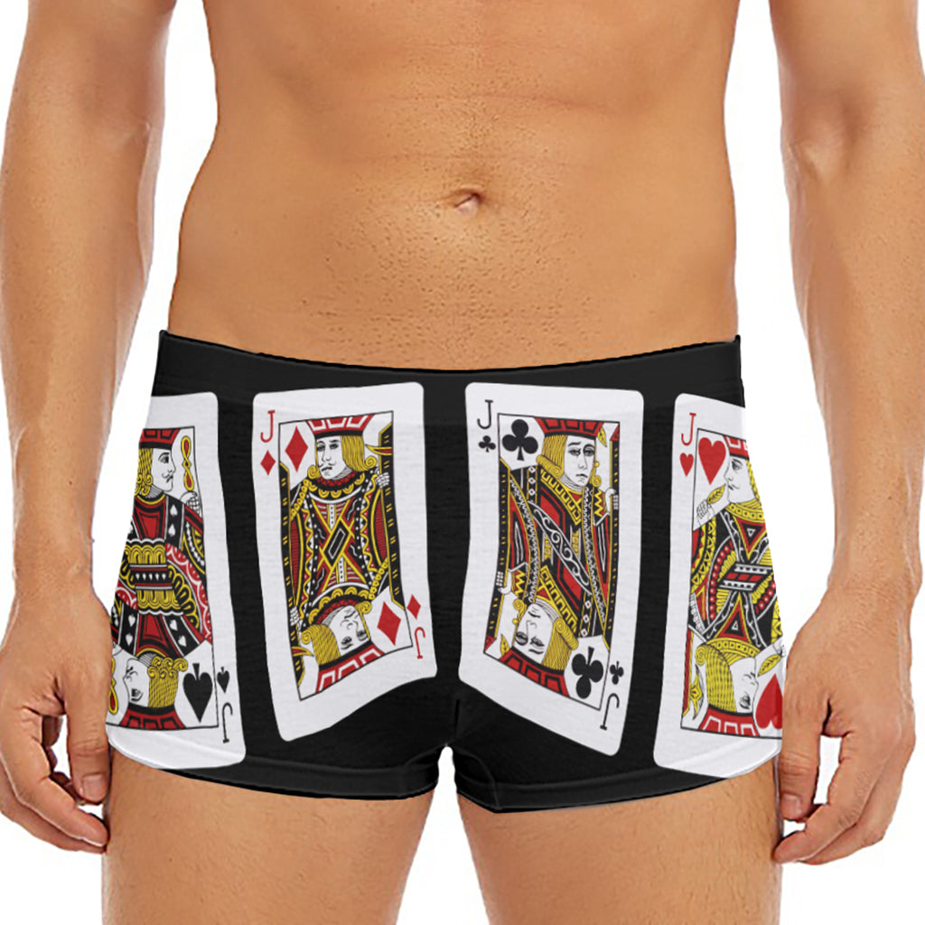 Four Jacks Playing Cards Print Men's Short Boxer Briefs