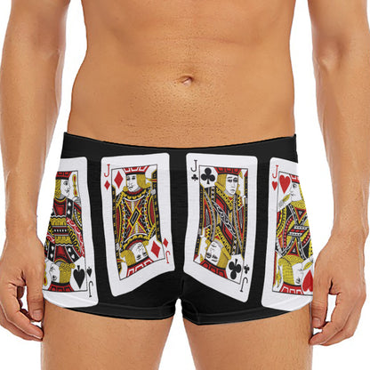 Four Jacks Playing Cards Print Men's Short Boxer Briefs