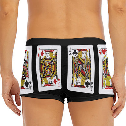 Four Jacks Playing Cards Print Men's Short Boxer Briefs