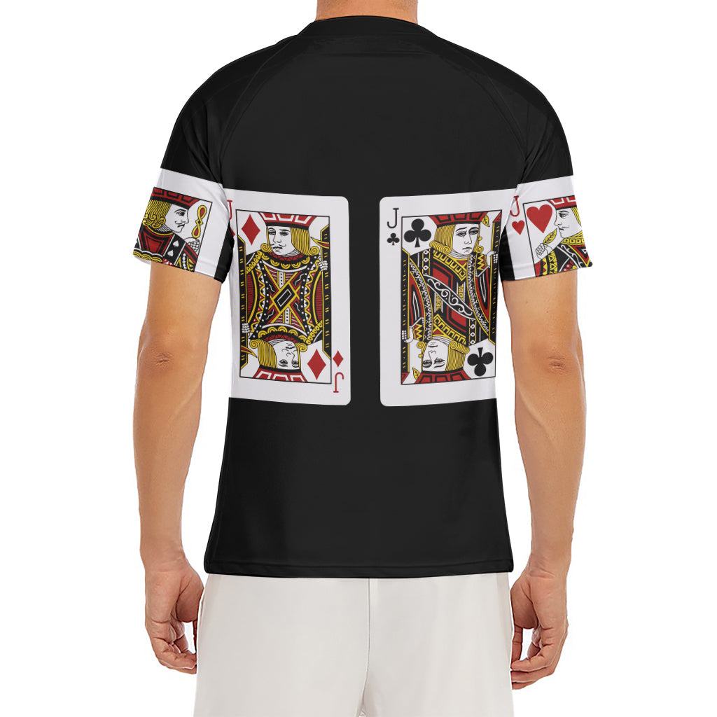 Four Jacks Playing Cards Print Men's Short Sleeve Rash Guard