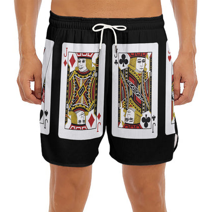 Four Jacks Playing Cards Print Men's Split Running Shorts