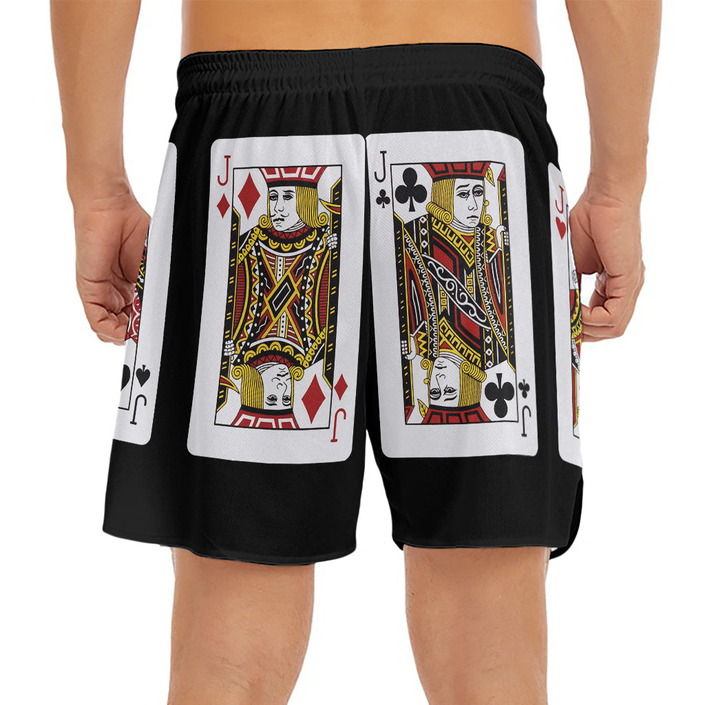 Four Jacks Playing Cards Print Men's Split Running Shorts
