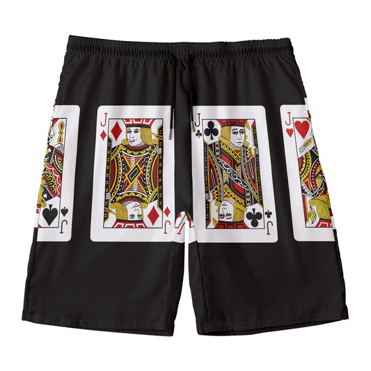 Four Jacks Playing Cards Print Men's Swim Trunks