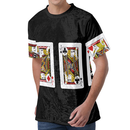 Four Jacks Playing Cards Print Men's Velvet T-Shirt