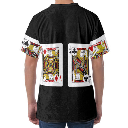Four Jacks Playing Cards Print Men's Velvet T-Shirt