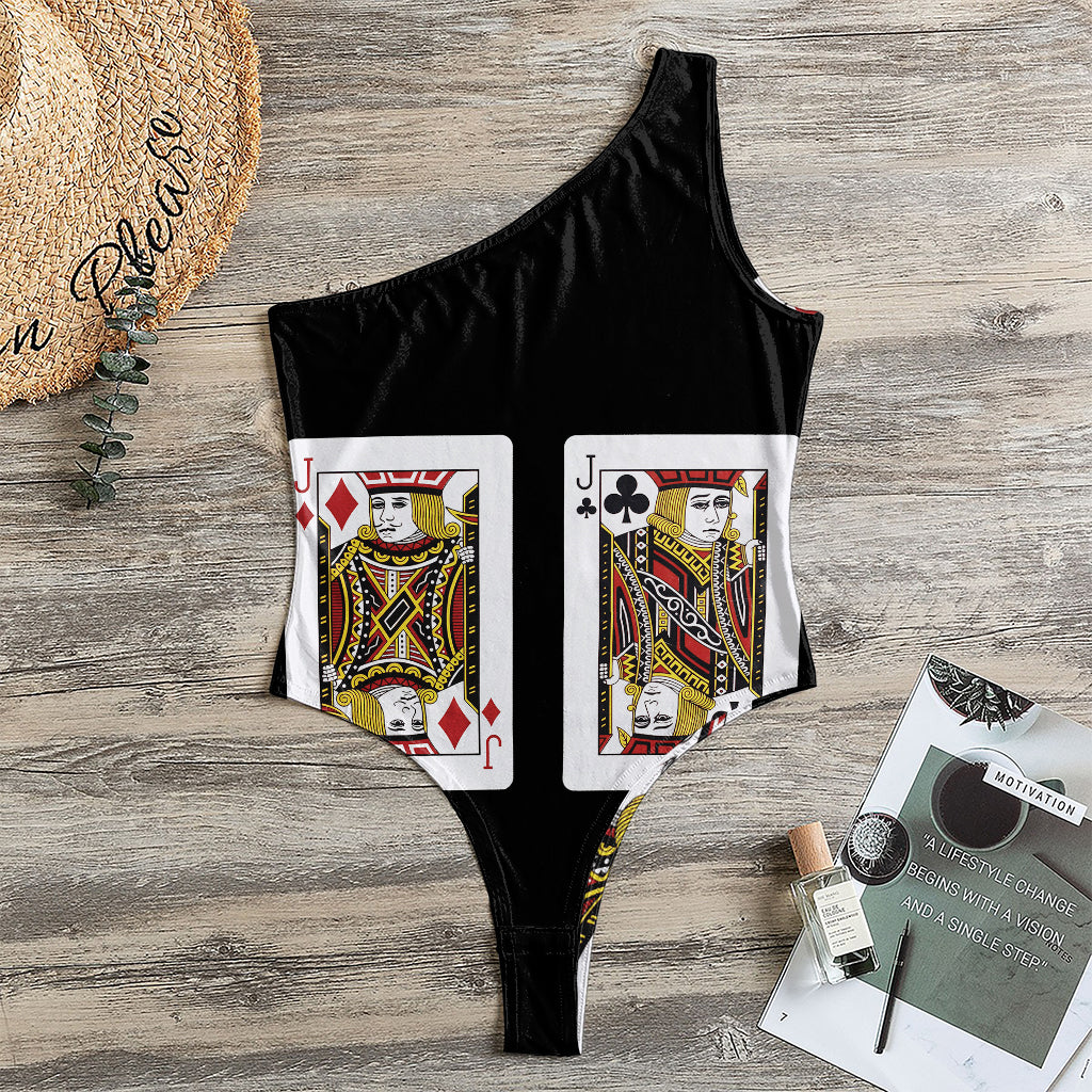 Four Jacks Playing Cards Print One Shoulder Bodysuit