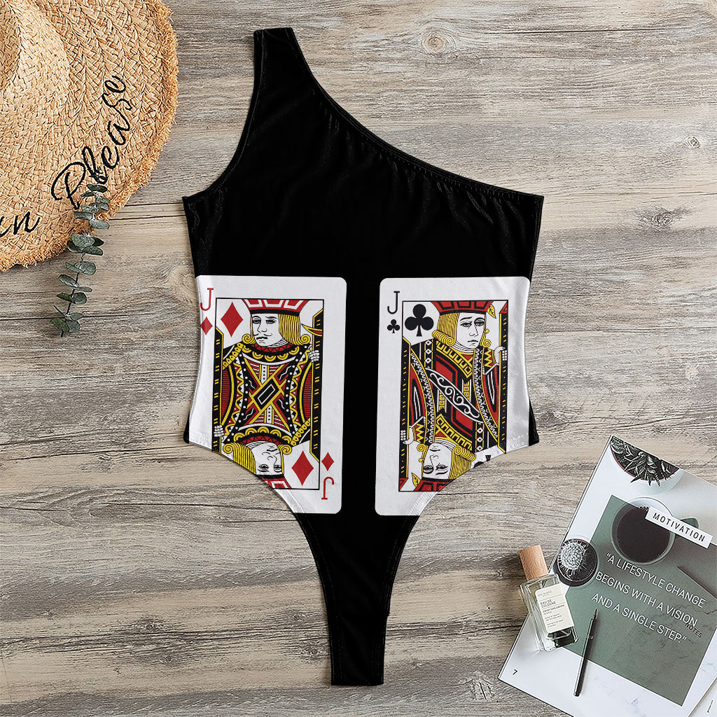 Four Jacks Playing Cards Print One Shoulder Bodysuit
