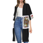 Four Jacks Playing Cards Print Open Front Beach Cover Up