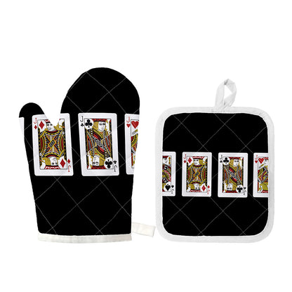 Four Jacks Playing Cards Print Oven Mitt And Pot Holder Set