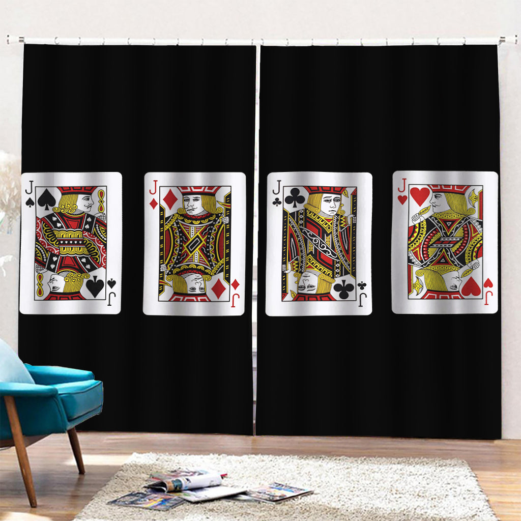 Four Jacks Playing Cards Print Pencil Pleat Curtains