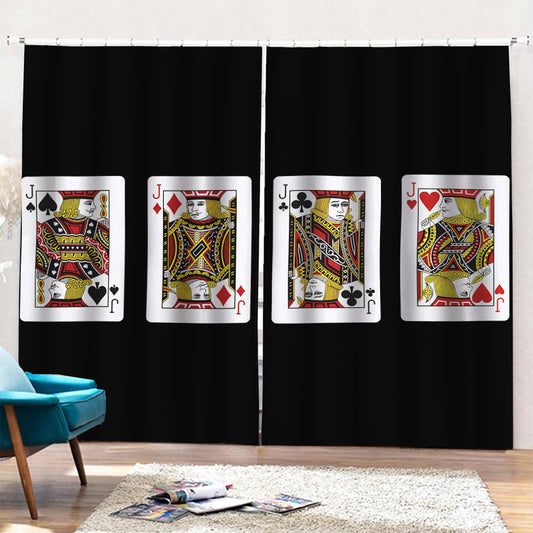 Four Jacks Playing Cards Print Pencil Pleat Curtains