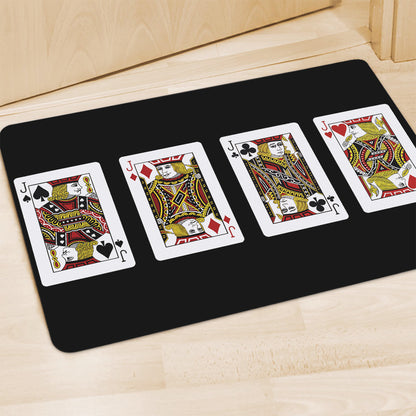 Four Jacks Playing Cards Print Polyester Doormat