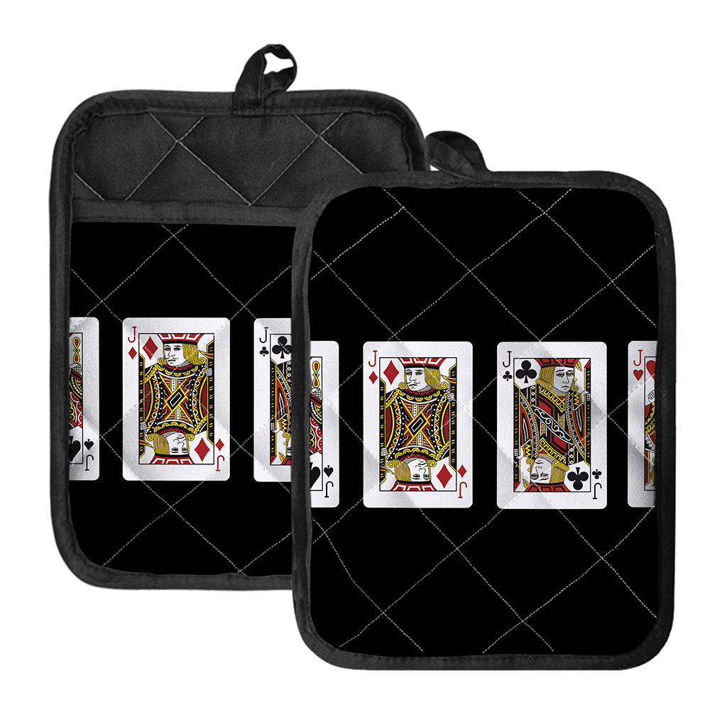 Four Jacks Playing Cards Print Pot Holders With Pocket