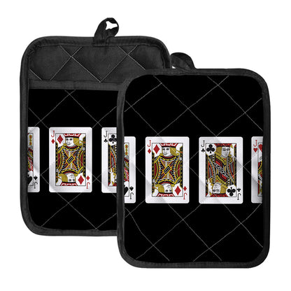Four Jacks Playing Cards Print Pot Holders With Pocket