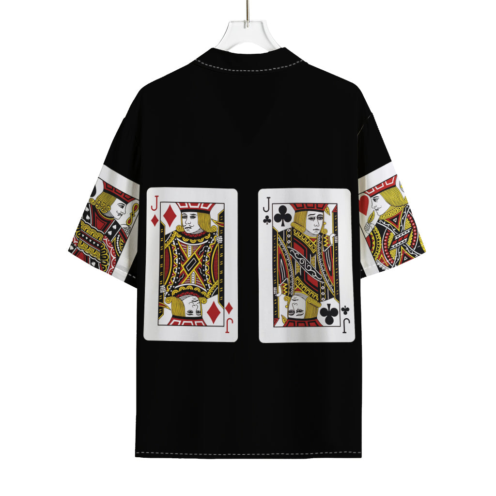 Four Jacks Playing Cards Print Rayon Hawaiian Shirt