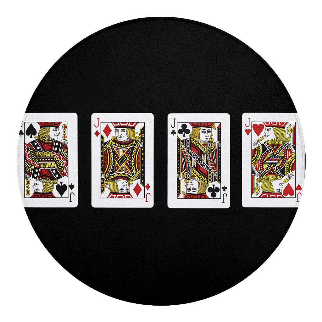 Four Jacks Playing Cards Print Round Blanket