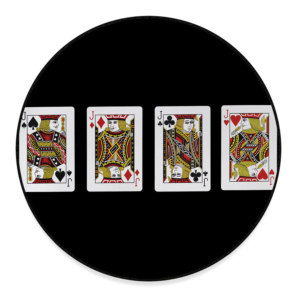 Four Jacks Playing Cards Print Round Floor Mat