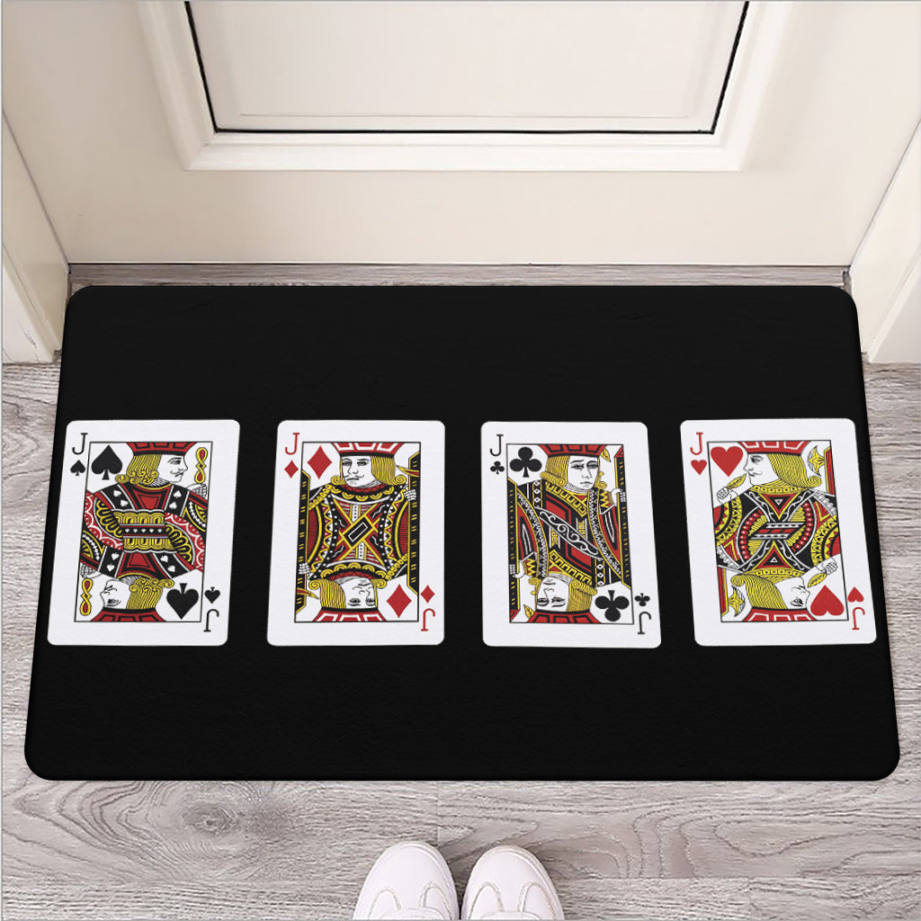 Four Jacks Playing Cards Print Rubber Doormat