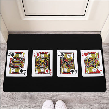 Four Jacks Playing Cards Print Rubber Doormat