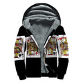 Four Jacks Playing Cards Print Sherpa Lined Zip Up Hoodie