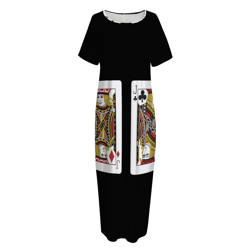 Four Jacks Playing Cards Print Short Sleeve Long Nightdress