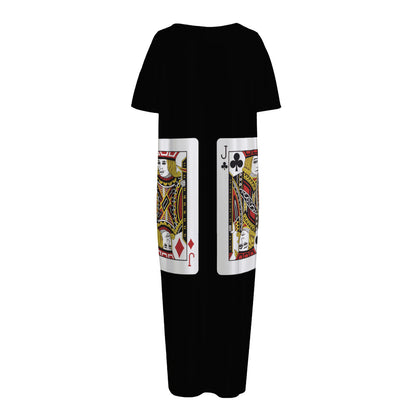 Four Jacks Playing Cards Print Short Sleeve Long Nightdress