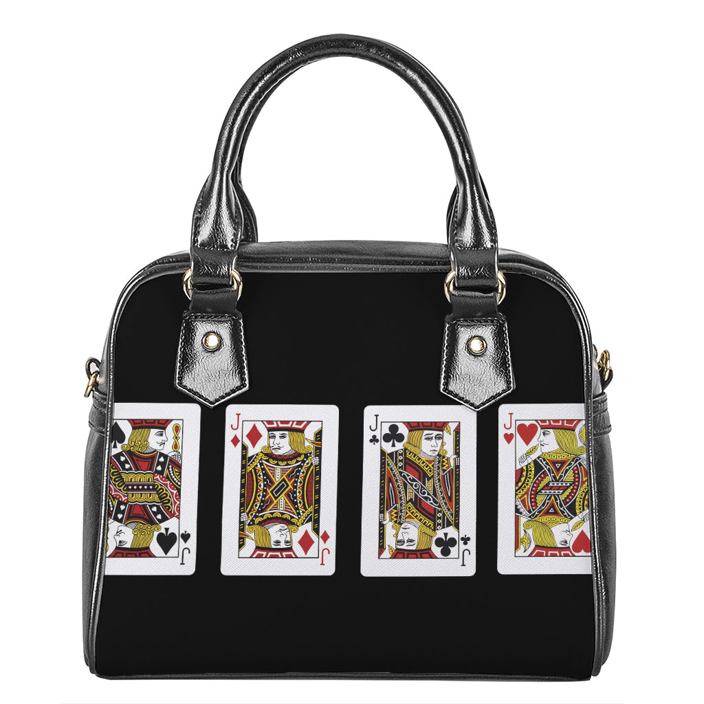 Four Jacks Playing Cards Print Shoulder Handbag