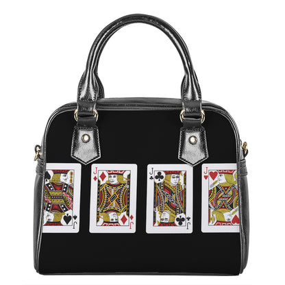 Four Jacks Playing Cards Print Shoulder Handbag