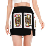 Four Jacks Playing Cards Print Side Slit Mini Skirt