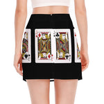 Four Jacks Playing Cards Print Side Slit Mini Skirt