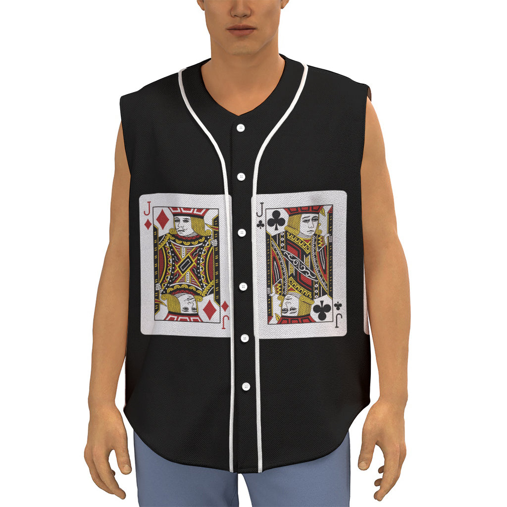 Four Jacks Playing Cards Print Sleeveless Baseball Jersey