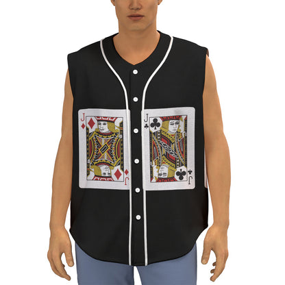 Four Jacks Playing Cards Print Sleeveless Baseball Jersey