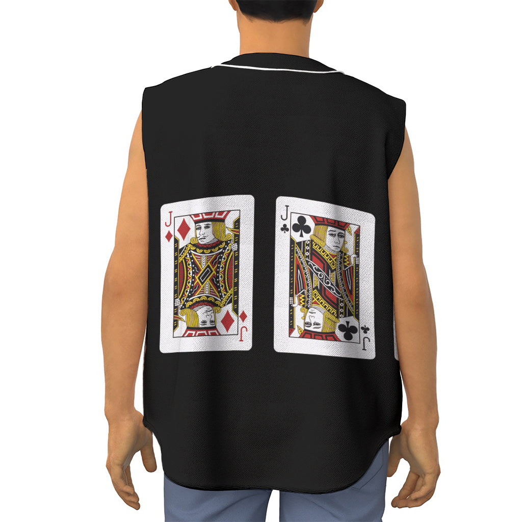 Four Jacks Playing Cards Print Sleeveless Baseball Jersey